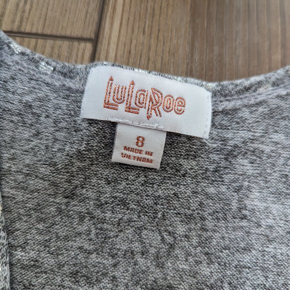 Beautiful Gray Duster Cardigan with Silver Heart Pattern - Picture 2 of 2